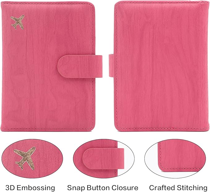 Melsbrinna Rfid Passport Holder for Travel women/Men, Cute Passport Wallet Rfid Blocking Card Slots, Rfid Passport Cover/CaseTravel Wallet, Passport Book Holder (1, Pink1)