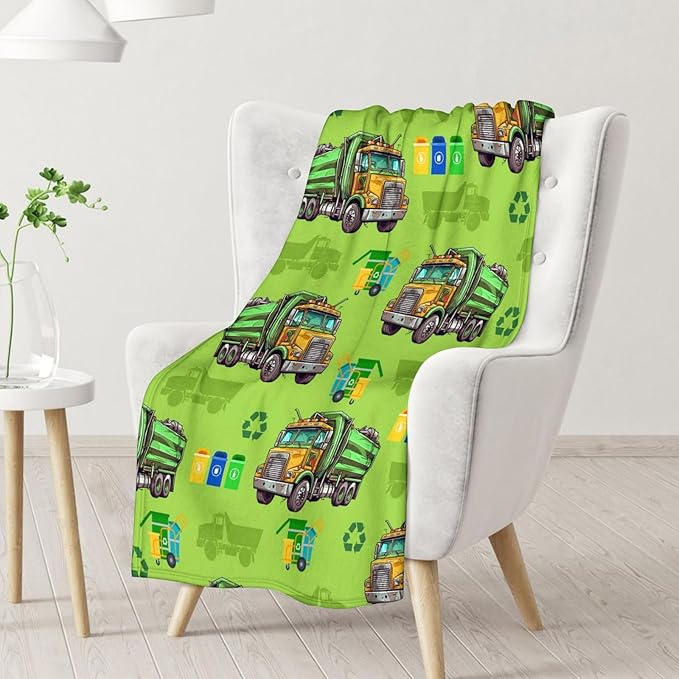 Blanket for Kids Adults Boys Garbage Truck Blanket Gift for Son Birthday - 40x50 Inches Cozy Soft All Season Throw Blankets for Sofa Couch Bed Office