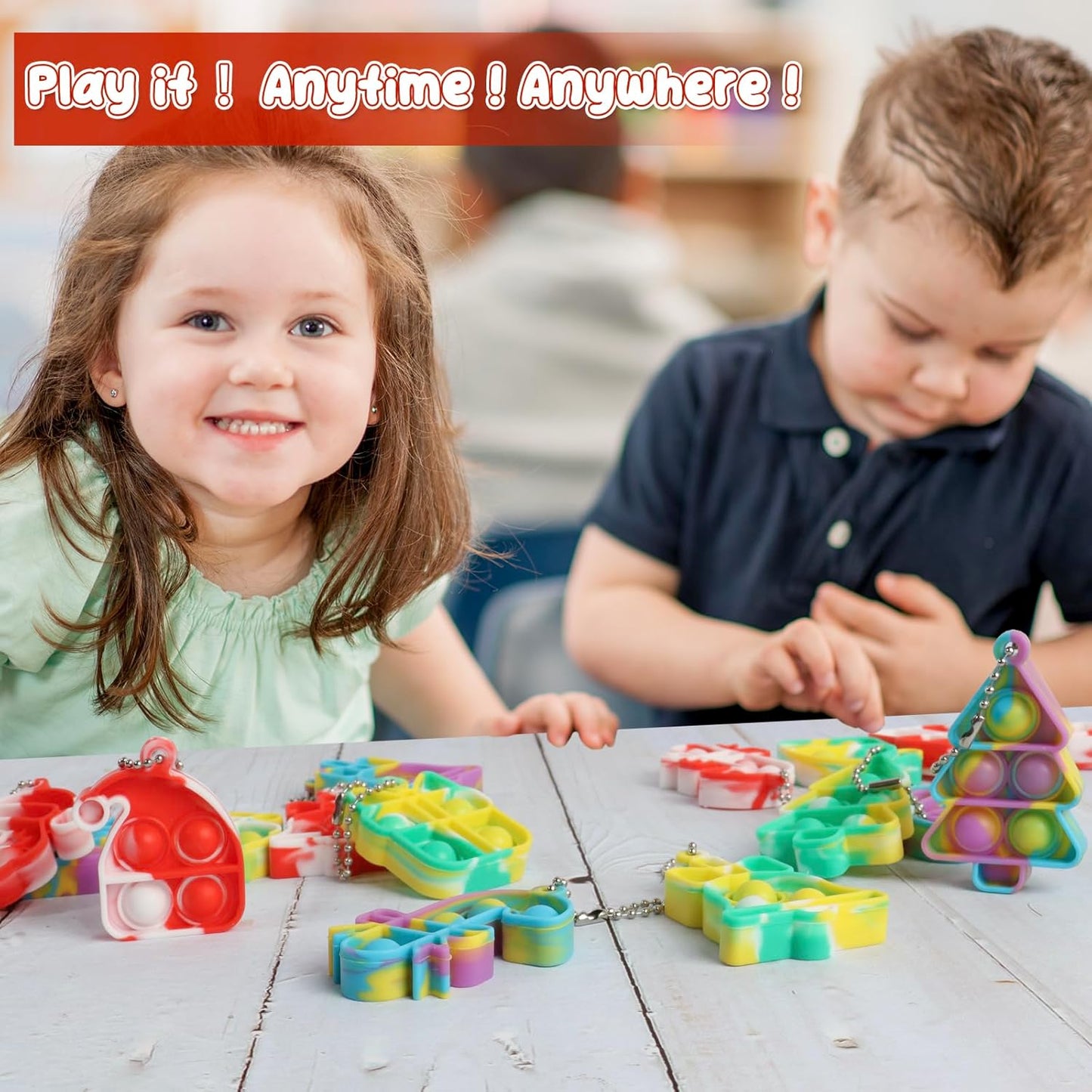 24 Pack Christmas Mini Pop Fidget Toy Pack for Kids Girls Boys Toddlers Christmas Stocking Stuffers Party Favors Gifts Stress Relief