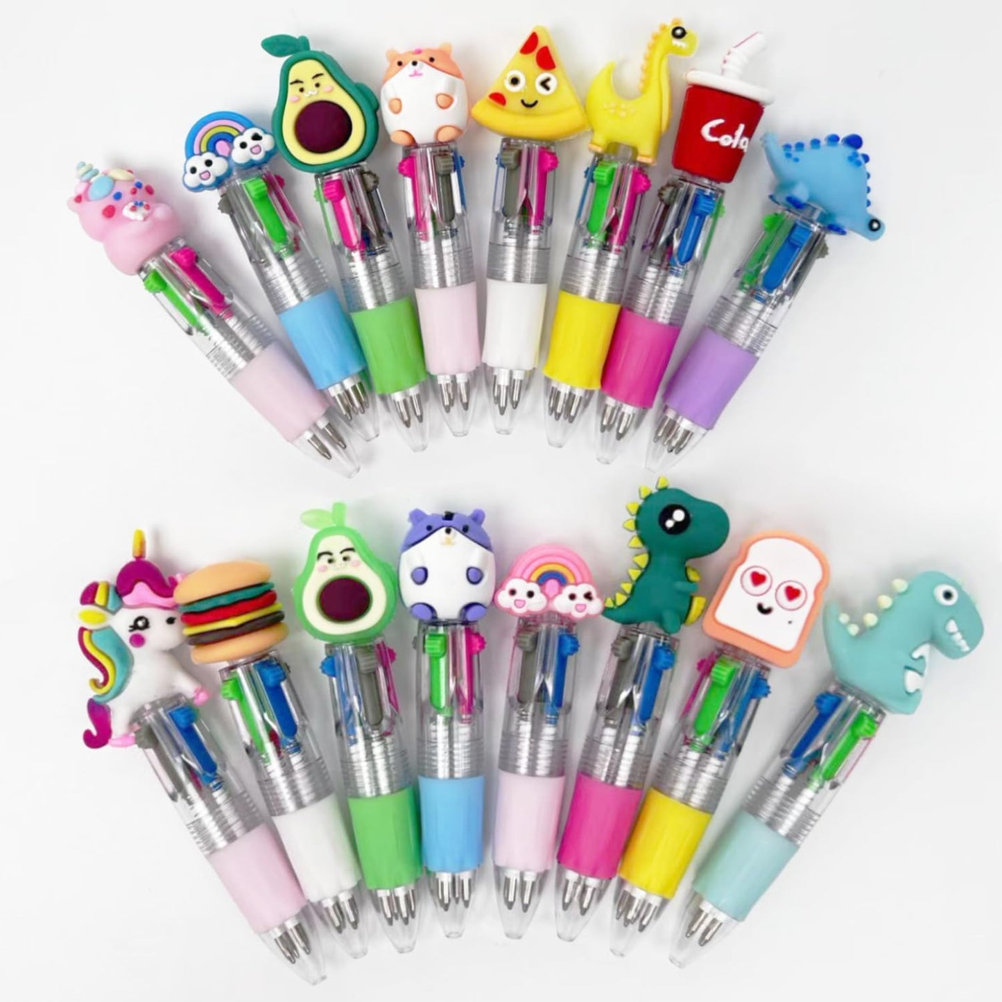 30 Pcs Multicolor Ballpoint Pens, 4-in-1 Cute Multicolored Retractable Animal Ballpoint Pens for Gifts Birthday Prize Supplies