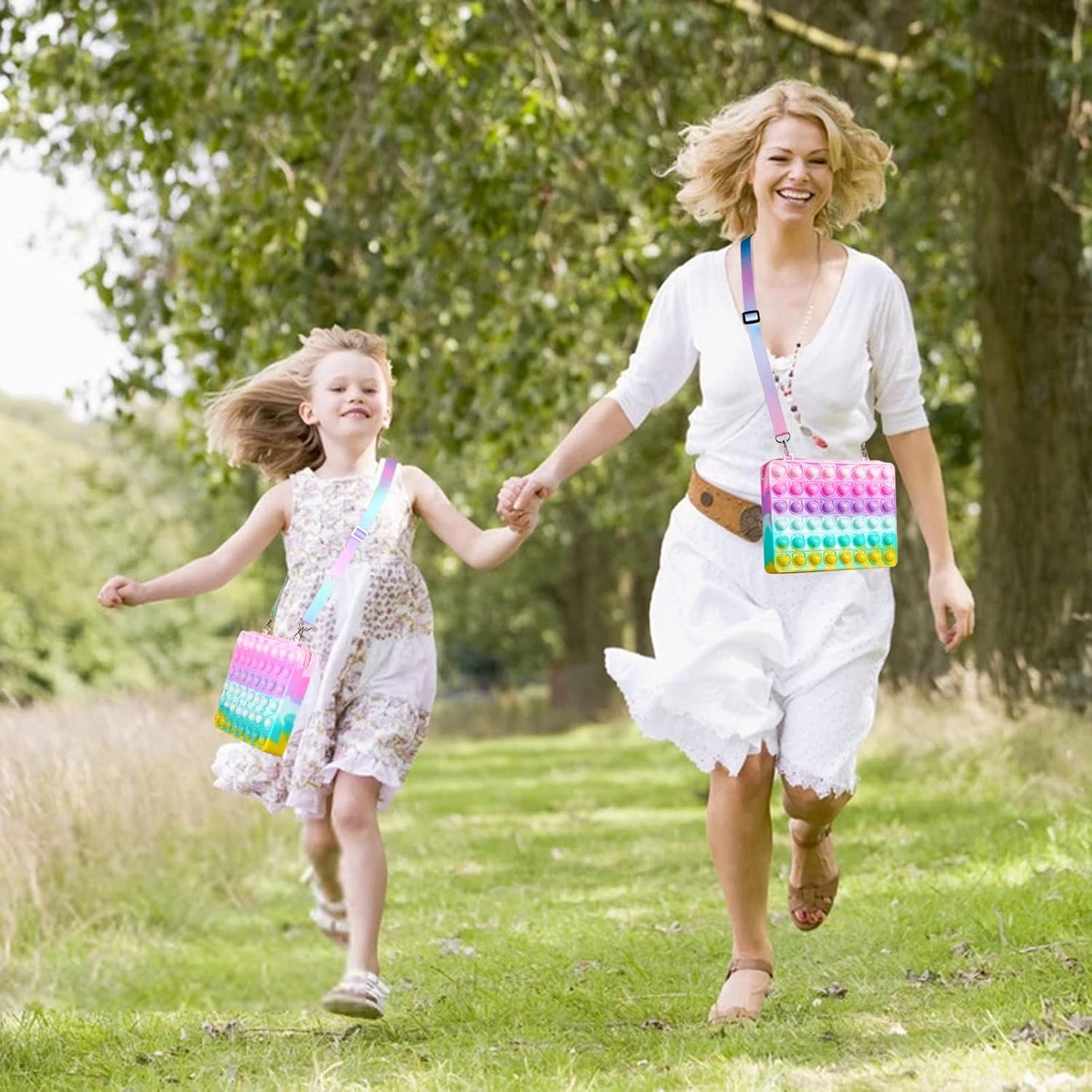 Gigilli Girl Purse Toys for Girls, Girls Purse Fidget Toy, Rainbow Fidget Purse Pop Shoulder Bag, Birthday School Supplies Fidgets Return Gifts for Girls 6-12