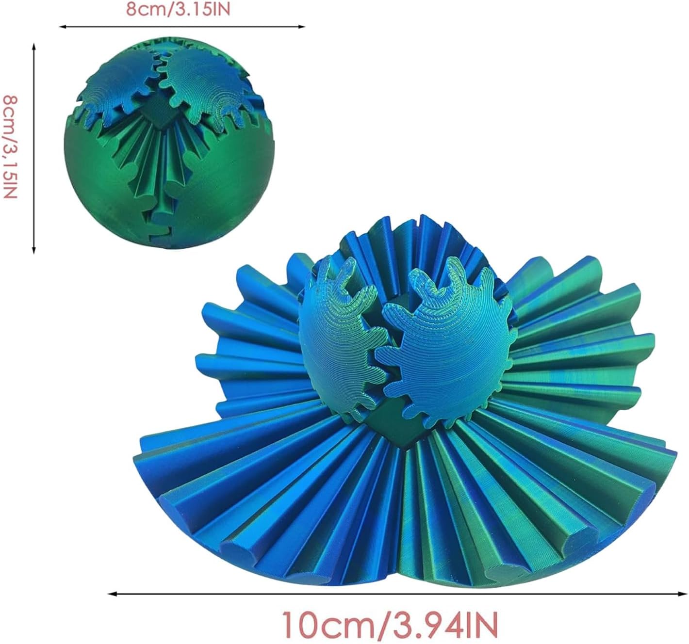 Gear Ball, 3D Printed Gear Ball, 2024 New Gear Ball, Gear Ball Fidget Toy, Activity Gear Ball for Adults, Relaxing Fidget Toy (Green)