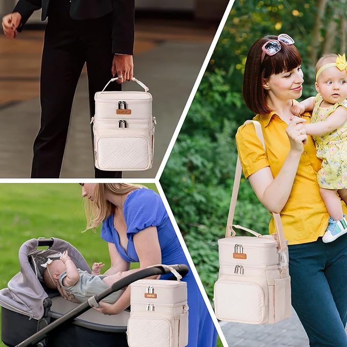 Breastmilk Cooler Bag with Ice Pack Fits 6 Baby Bottles Up to 9 Ounce