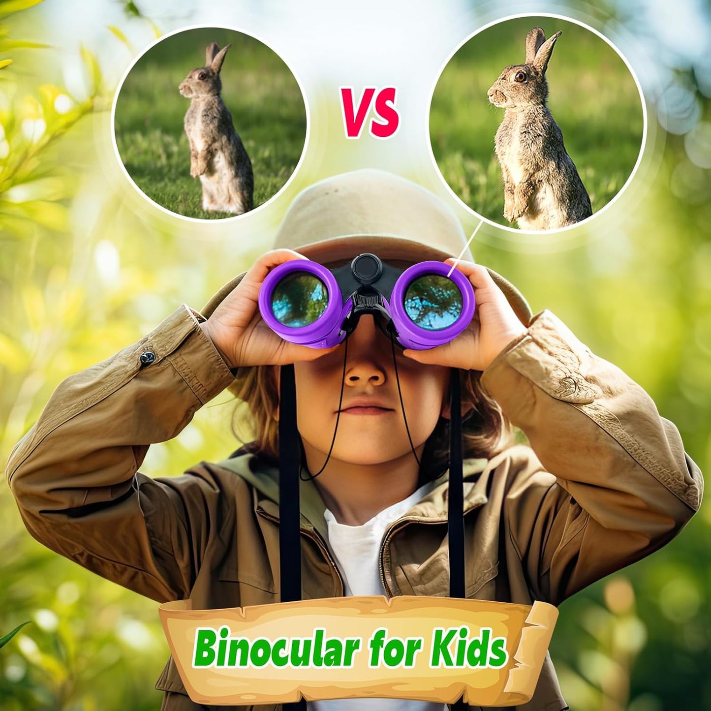 Binocular for Kids, Kids Binoculars for Ages 3-12 Boys Girls, Outdoor Gifts Toys for Kids- Perfect for Bird Watching, Camping, and Outdoor Exploration, Purple