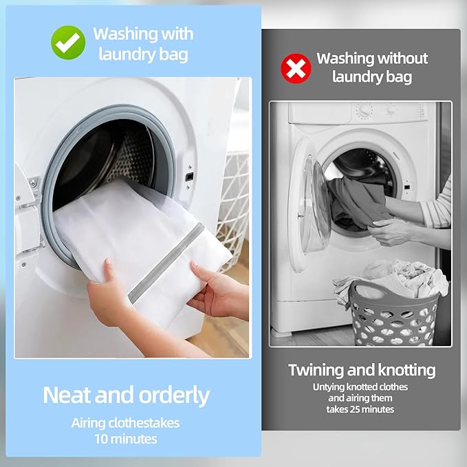 Mesh Laundry Bags, Mesh Wash Bags, Durable Mesh Structure with Strong Zipper, Suitable for Underwear, Delicate Clothes, Pants, Shoes, Socks Washing (Small Fine Mesh, Large 20 * 24in*4pcs)