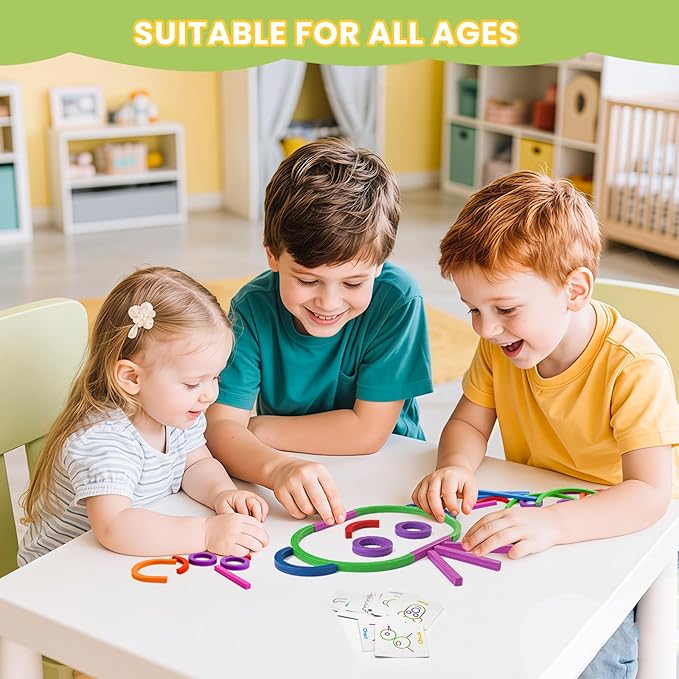 Sticks and Rings Builder, Stem Kids Toys for Preschool Kindergarten, Creative Learning Building Educational Resources, Fun Construction Puzzle Sticks Building Toys for Boys and Girls Ages 3-8, Gift