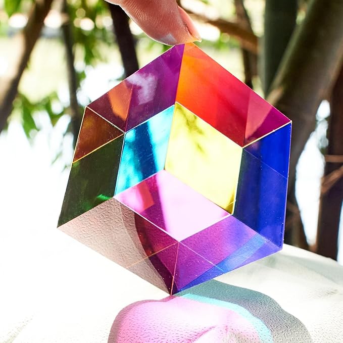 CMY Mixing Color Cube, 50mm (2 inch) Colorful Acrylic Prism for Desktop Decoration, Scientific & Educational Toys Gift for Kids, 5cm