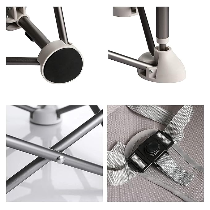 PandaEar Portable Baby Seat Travel| Compact Fold with Straps for Indoor/Outdoor Use| Great for Camping, Beach, Lawn |Toddlers, Kids, Boys, Girls (Grey with Placemat)