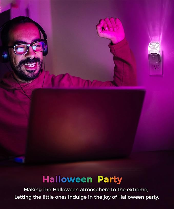 LED Game Sign Gamepad Shape Night Light, Plug in Night Light with Multi Color Personalized, Dusk to Dawn Sensor, Ideal for Boys, Game's Room Decor, Bedroom