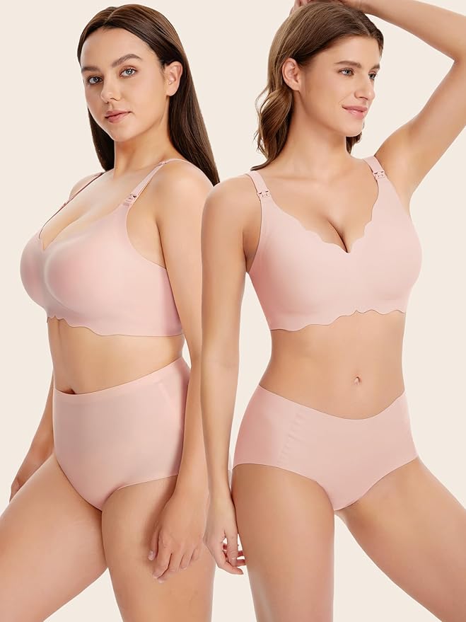Angelhood Nursing Bras for Breastfeeding Ultra Comfort Seamless Maternity Bra Wireless Pregnancy Bralette with Bra Extender