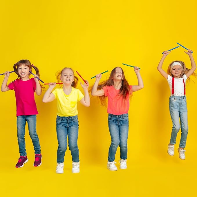 50 Pcs Rhythm Sticks for Kids Classroom Activities, 5 Colors 8 Inch Set of Music Sticks, Wooden Percussion Musical Instruments for Girls and Boys(Bright Color)