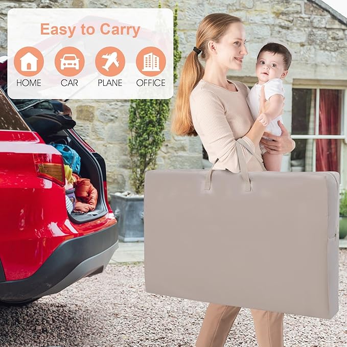 INFANS 3 in 1 Baby Bassinet, Bedside Sleeper for Newborn, Folding Crib with Mattress, Travel Bag, Wheels, 4-Sided Mesh, Easy to Assemble Cradle Co Sleeper Stationary, Rock (Beige)