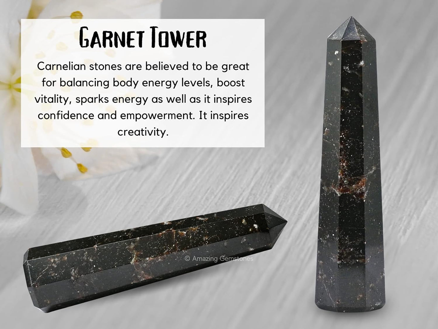 Amazing Gemstone Garnet Crystal Towers - Natural Healing Crystal Point Obelisk for Reiki Healing and Crystal Grid (2 Inch to 3 Inch)