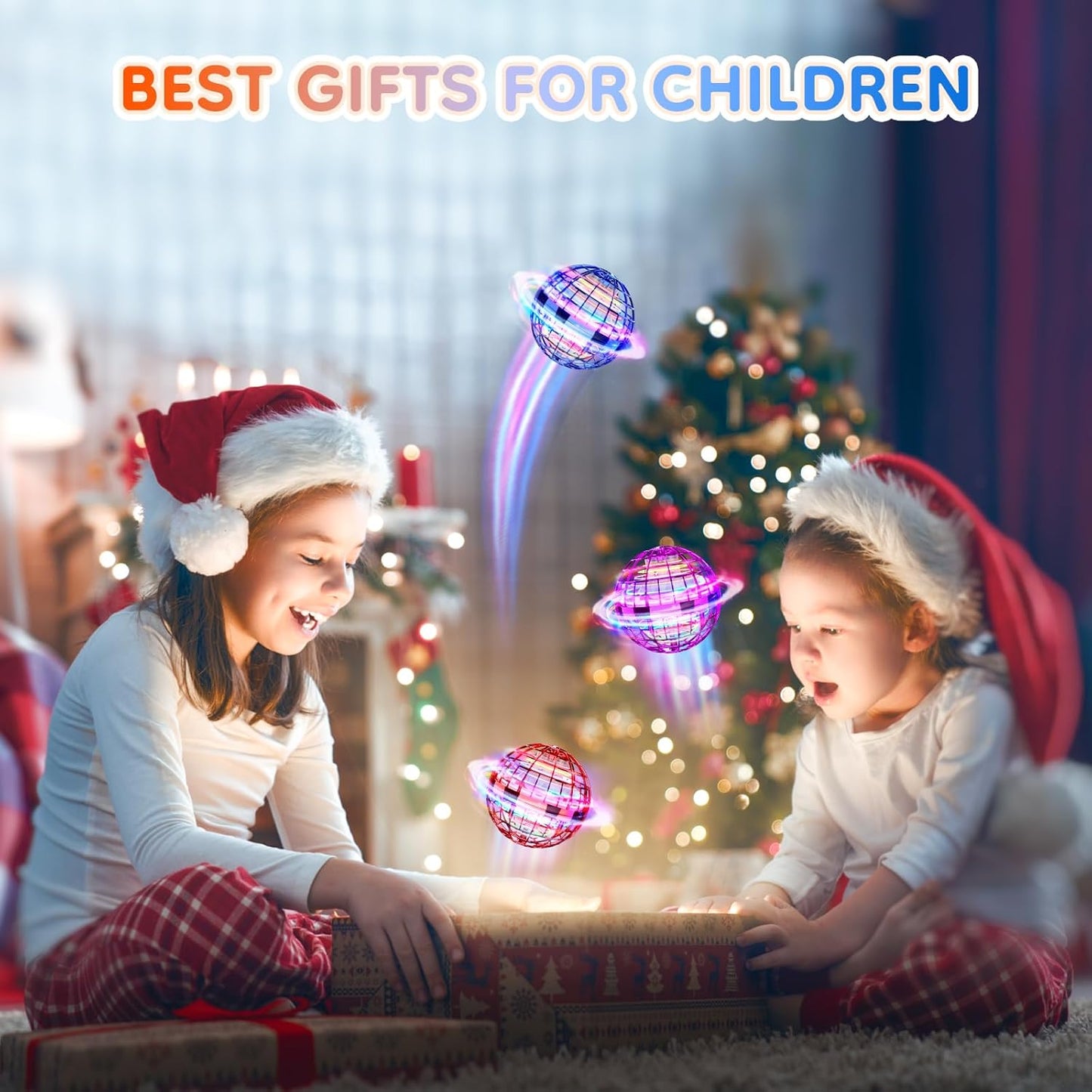 TOMZON Flying Orb Ball, Cool Toys for Boys Girls, Hover Ball Boomerang Fidget Spinner, Drone for Kids with Colorful Light Flying Spinner, A32 Purple