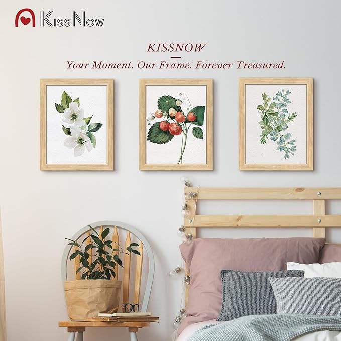 11x14 Picture Frame set of 2, Natural Oak Wood Poster Frame, Wall Hanging