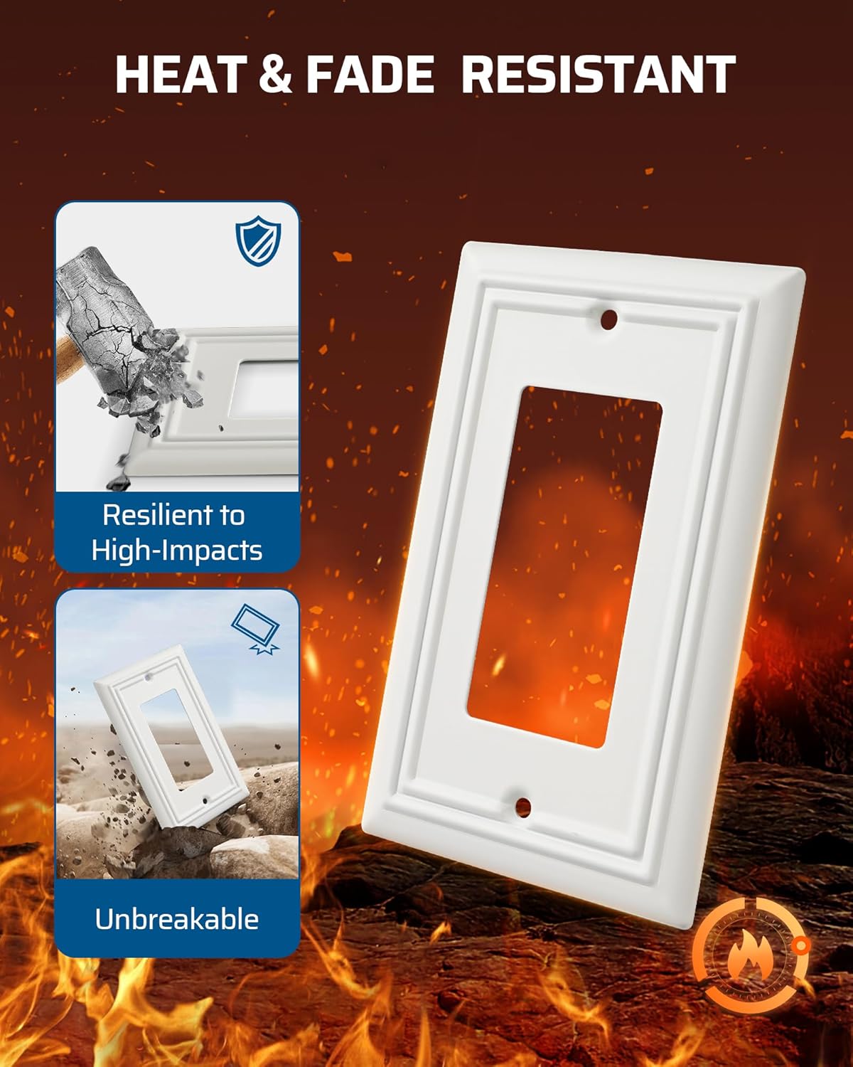 DEWENWILS Decorator Outlet Covers, White Metal Light Switch Cover Plates, 4.92" x 3.14" Decorative Outlet Wall Plates, Switch Plate Covers for Home Decor, 2 Pack