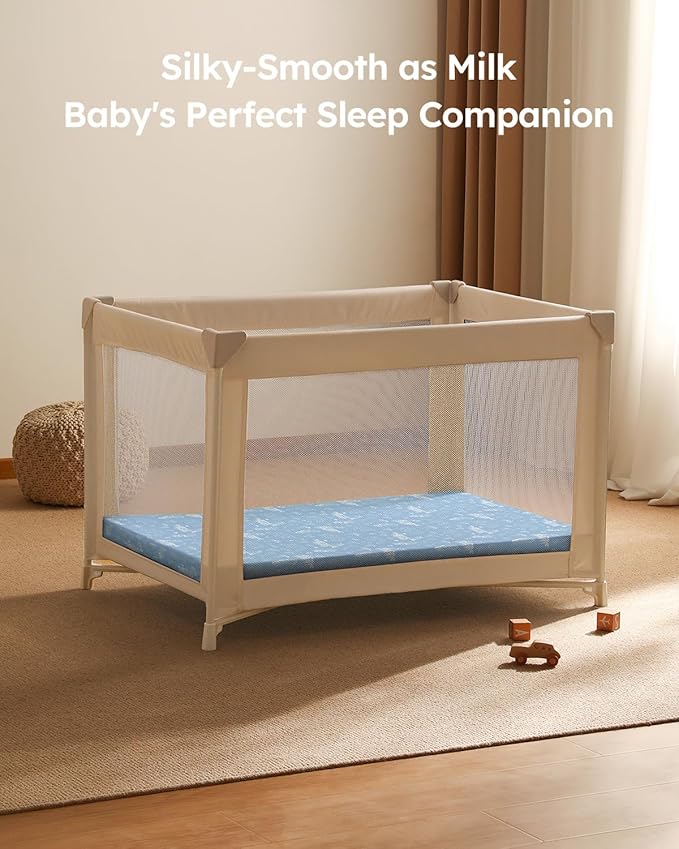 Pack and Play Sheets Fitted 3 Pack, Mini Crib Sheets for Pack N Play Mattress Stretchy Portable Playard Sheets, Soft Breathable Green & Blue Dinosaur