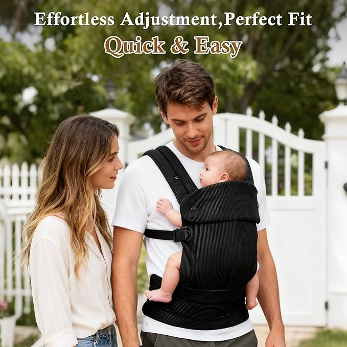 Baby Carrier Newborn to Toddler, Multifunctional Adjustable Ergonomic Backpack with Lumbar Support, All-Season Use for Moms & Dads, Front & Back Carry for 7-35 lbs(Black)