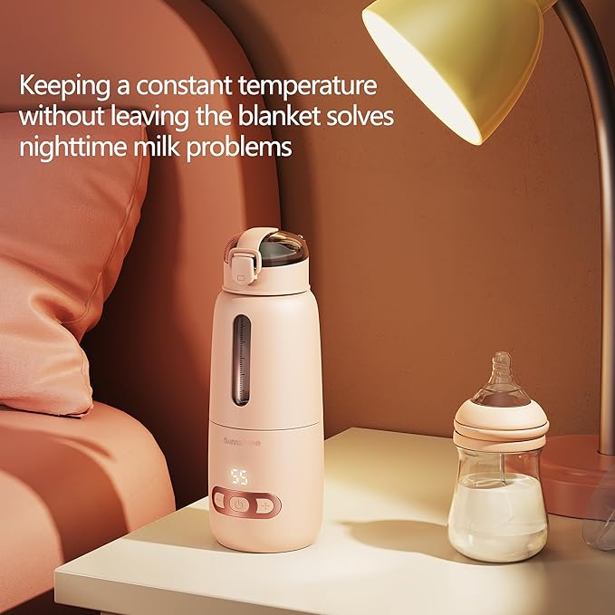 Portable Bottle Warmer for Travel, Portable Milk Warmer with 15000mAh Long Battery, Fast Heating for Breast Milk and Formula, Baby Milk Warmer Set, Fast Charging & Cordless Milk Warmer for on The go