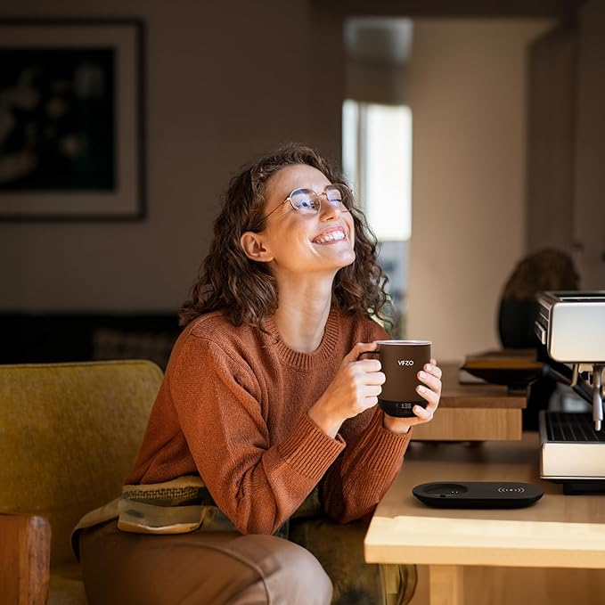 Temperature Control Smart Mug, Self Heating Coffee Mug LED Display, 180 Min Battery Life - Hot up to 149℉ Fast Wireless Charger Base Improved Design coffee serving sets mug(12oz, Coffee)