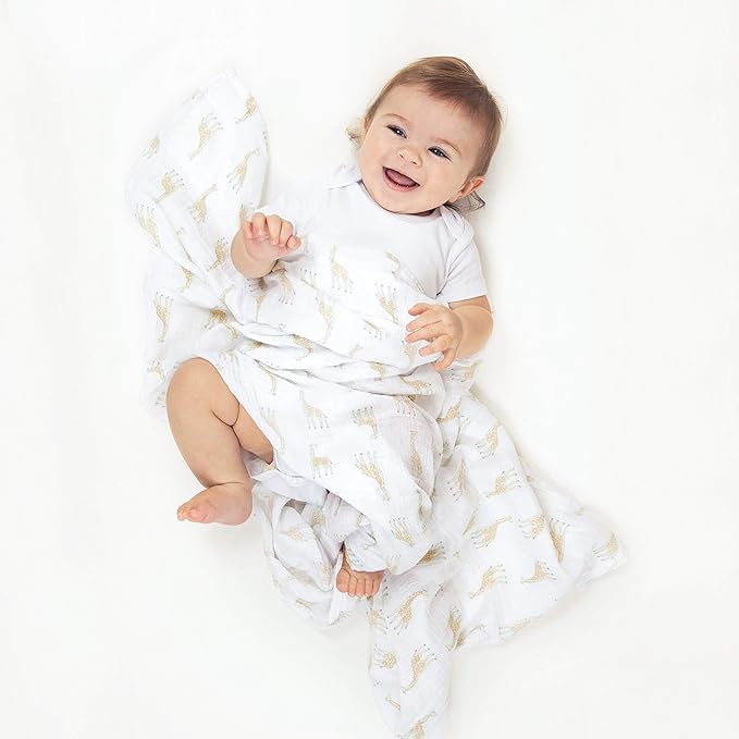 aden + anais Swaddle Blanket, Boutique Muslin Blankets for Girls & Boys, Baby Receiving Swaddles, Ideal Newborn & Infant Swaddling Set, Perfect Shower Gifts, 4 Pack, Natural History