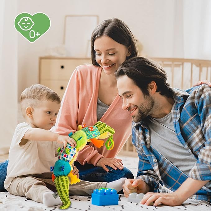 Jollybaby Baby Toys, Tummy Time Baby Toys with Rattles, Crinkle, Newborn Baby Musical Toys for Infant 0 3 6 9 12 Months Boys & Girls-Alligator