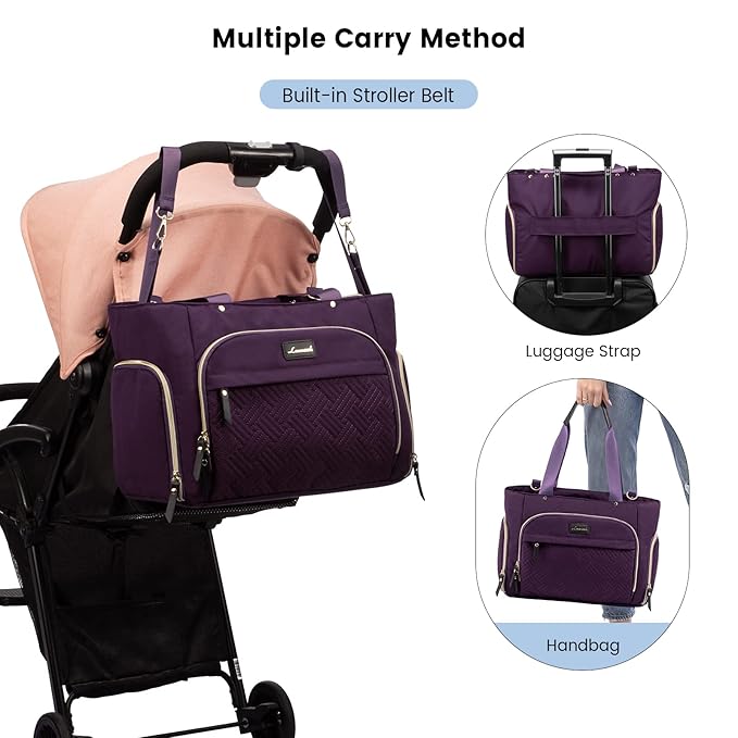 LOVEVOOK Breast Pump Bag, Diaper Bag Tote 3Pcs Set, Work Bag for Breastfeeding Mom with 15" Laptop Pocket, Cooler Bag & Changing Pad Fit Most Breast Pumps Like Spectra S1/S2, Medela, Rainyb, Elvie