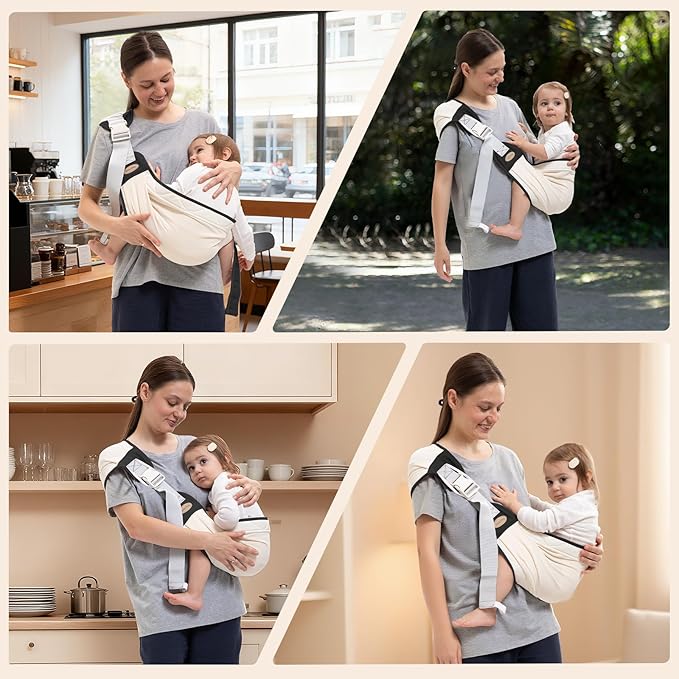 Baby Carrier Newborn to Toddler, Baby Sling Carrier, Toddler Carrier 25-60 lbs with Adjustable Straps, Soft Padded Edges, Lightweight and Travel-Friendly Newborn Baby Carrier