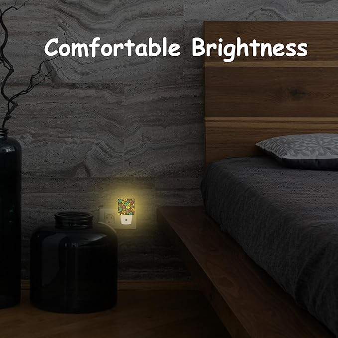 Plug Night Light,Cute Colorful Paw Print Night Light Lamp Auto Sensor Energy Efficient Dusk to Dawn Lights for Girls Boys Women Room Decor,Hallway,Kitchen,Bathroom,Nursery,Stairs