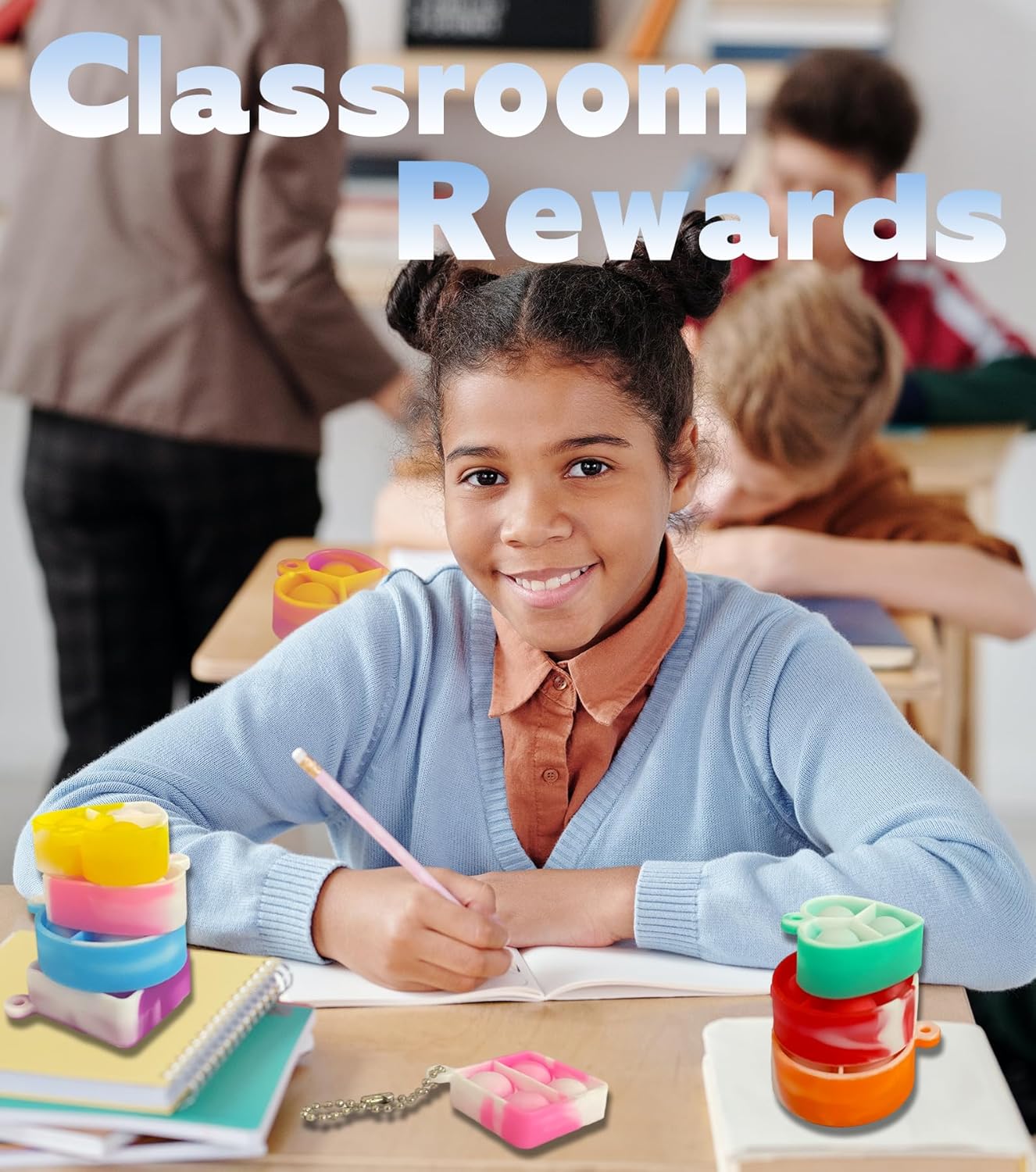 240Pcs Random Pop Fidget Toys Its Party Favors,Mini Pop Keychain It Fidget Toy Bulk Stress Toys Classroom Prizes Pop Fidget Keychain Stocking Stuffers Birthday Carnival Treasure Reliever Anti-Anxiety