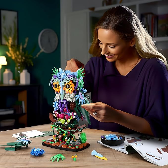 JOJO&Peach Floral Owl Toy Building Sets for Girls, MOC Flower & Animal Collectible Home Decor and Office Art, Mother's Day Birthday Gifts Toys for Women Adults and Teens Age 8 10 12 14+ (1193 Pieces)