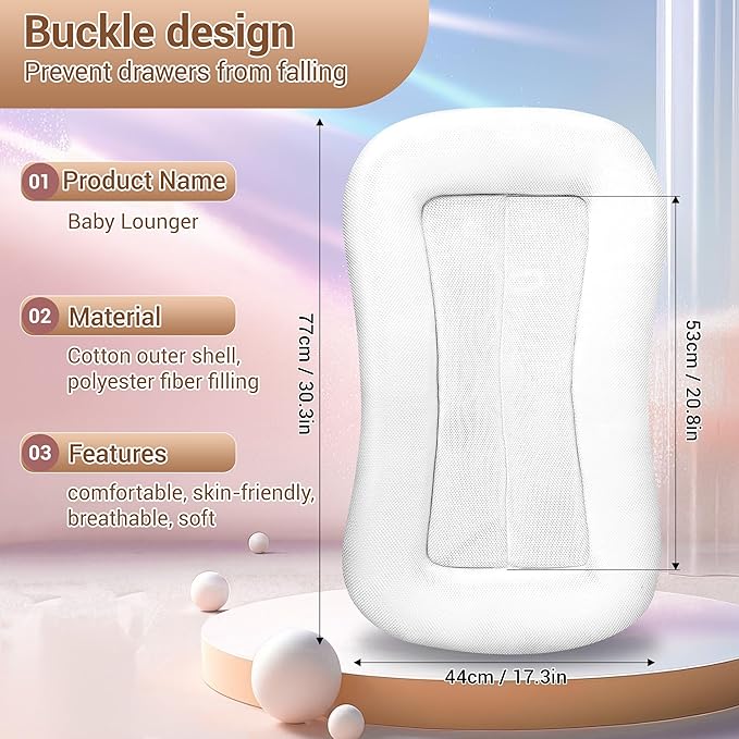 Baby Lounger for Newborn, Soft Organic Cotton Breathable Infant Lounger for for Home and Travel (Green)