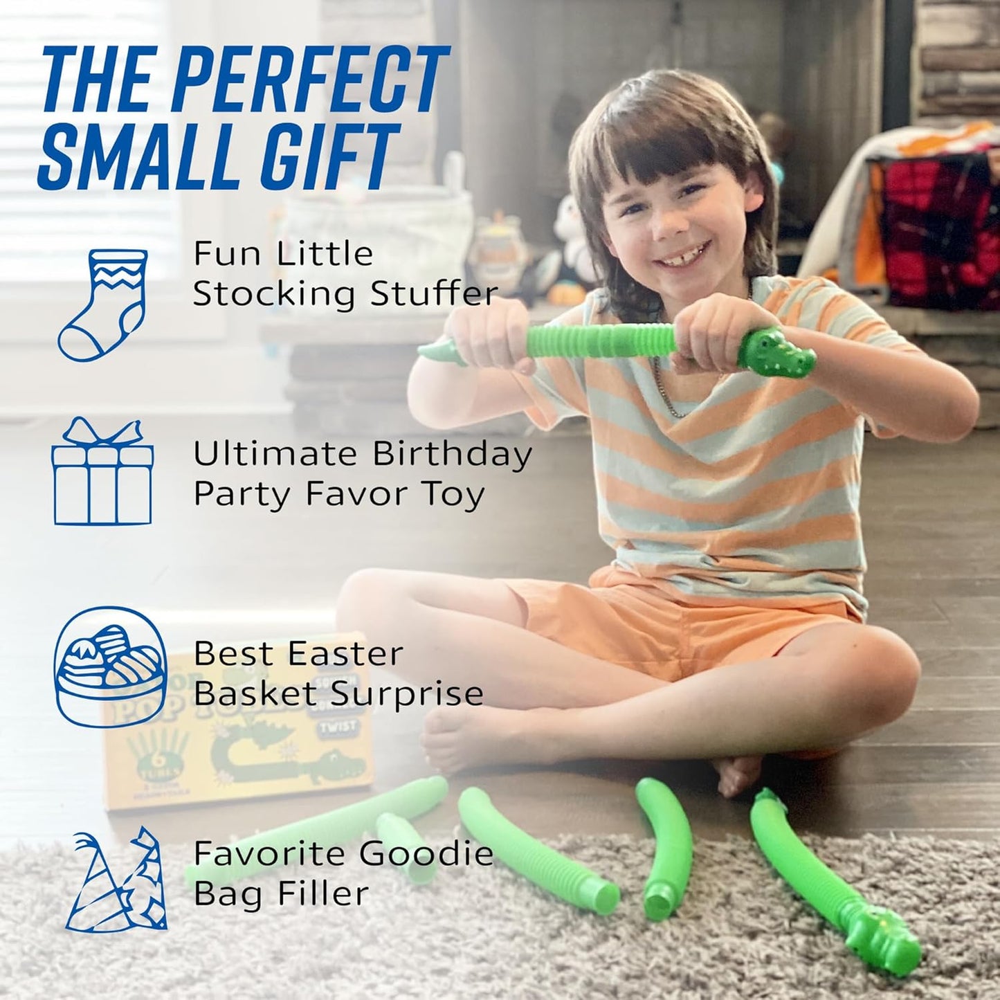 Pop Tubes Gator Pop Tube - Sensory Tubes Fidget Toy - Fun Alligator Toys for Toddlers & Kids All Ages - Best Fidgets Popping Fidget Tubes Pop Toys for Boys & Girls - Mini Pop It Pack Party Favor Gifts