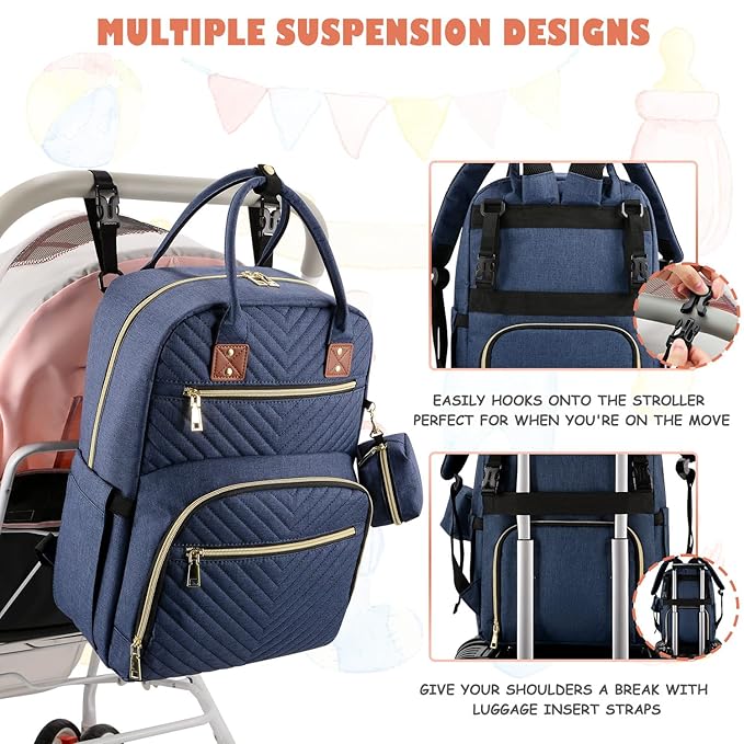 Baby Diaper Bag Backpack, Travel Diaper Bags for Baby Girl Boy Large Capacity Baby Bag Backpack for Women Peacock Blue