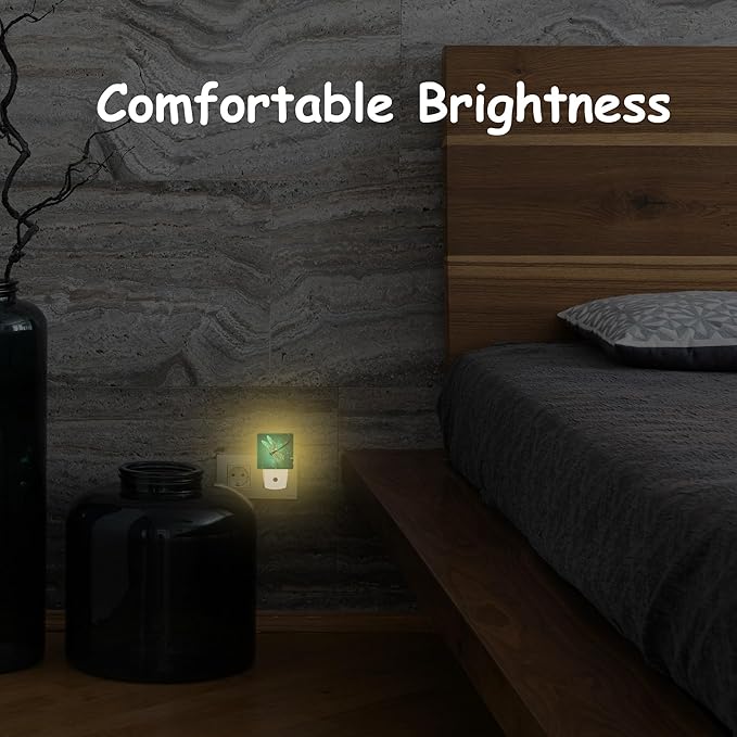 Fantasy Green Glowing Dragonfly Night Light Plug into Wall with Dusk to Dawn Sensor Energy Efficient LED Nightlight for Women Girls Boys Room Decor,Hallway,Kitchen,Bathroom,Nursery,Stairs