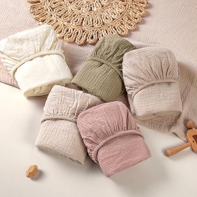 lulumoon Muslin Bassinet Sheets for Baby: Soft Bedside Sleeper Bassinet Fitted Sheets for Boys and Girls