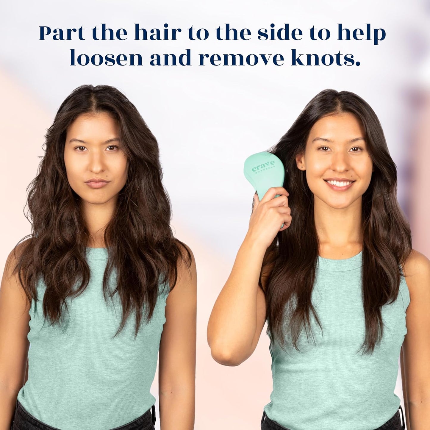 Crave Naturals Biggie Glide Thru Hair Brush - Detangler Brush for Curly, Straight, Wet or Dry Hair - Gentle Detangling Brushes for Adults, Kids, Toddlers - Hair Accessories for Women, 8.4"x3.4" - Mint