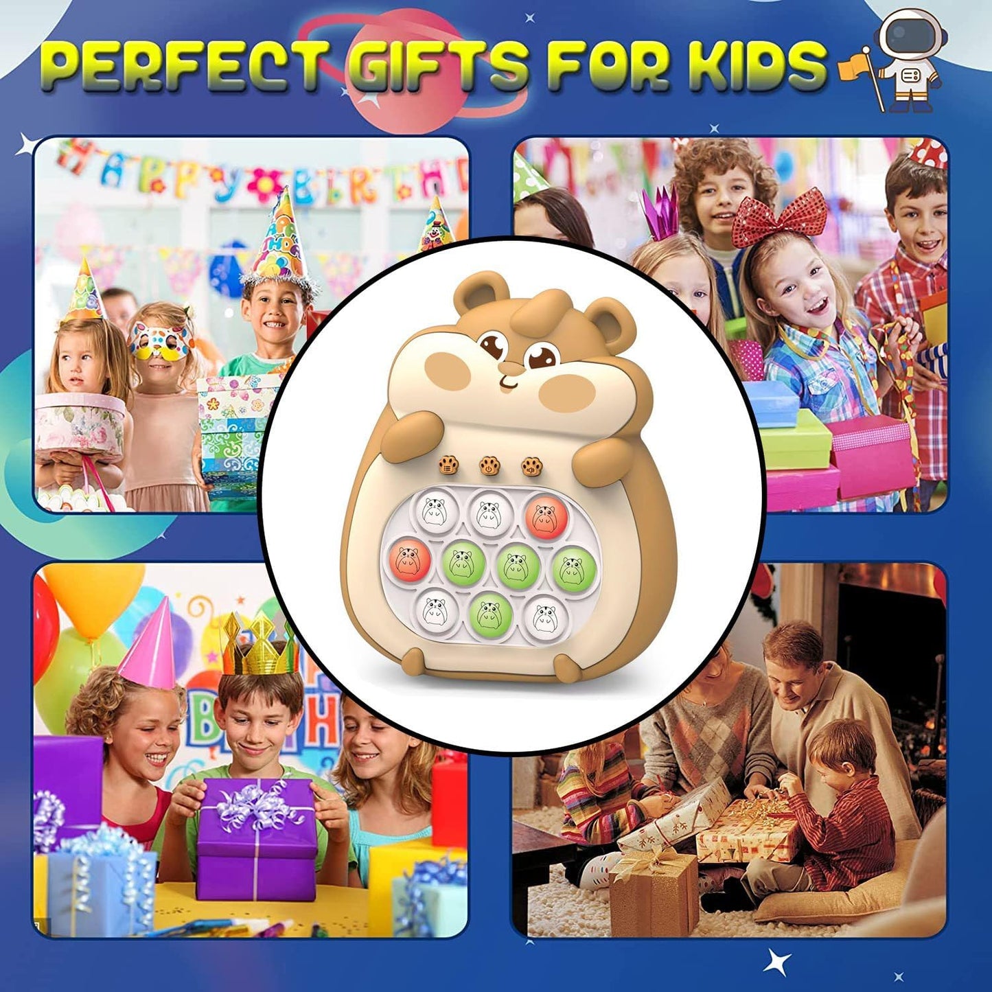 Fast Push Bubble Pop Fidget Toy, Electronic Light Up Game Console, Cool Birthday Gifts for 6 7 8 9 10-12 Year Boys and Girls Pop Up Stress Relief Toy, Concentration Speed Puzzle Game for Kids