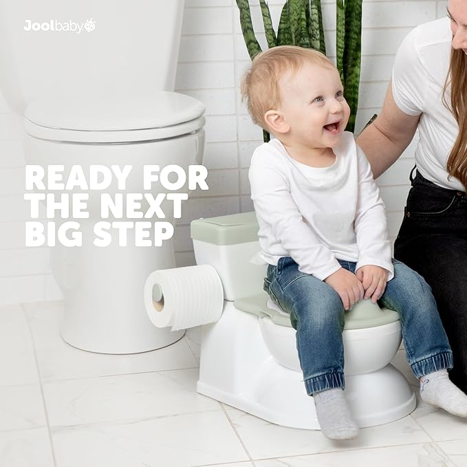 Real Feel 2-in-1 Potty with Wipes Storage, Flushing Sounds & Disposable Liners - Realistic Toilet - Easy to Clean & Assemble - Jool Baby (Sage)