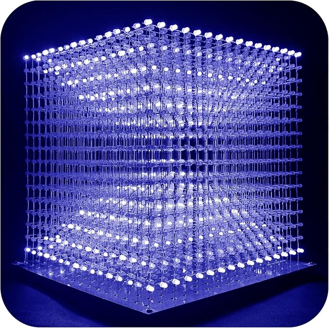 Mini 3D Led Cube DIY Electronics Kit Soldering Project Kit (3D16MINI-ALLBLUE-KIT)