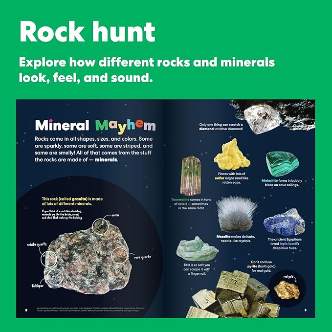 KiwiCo Volcano Science Kit for Kids Age 5 to 8 – STEM Science Kit & Educational Toy with Rock & Mineral Exploration, Real Geodes, Magnifying Lens, Display Case & Eruption Experiment