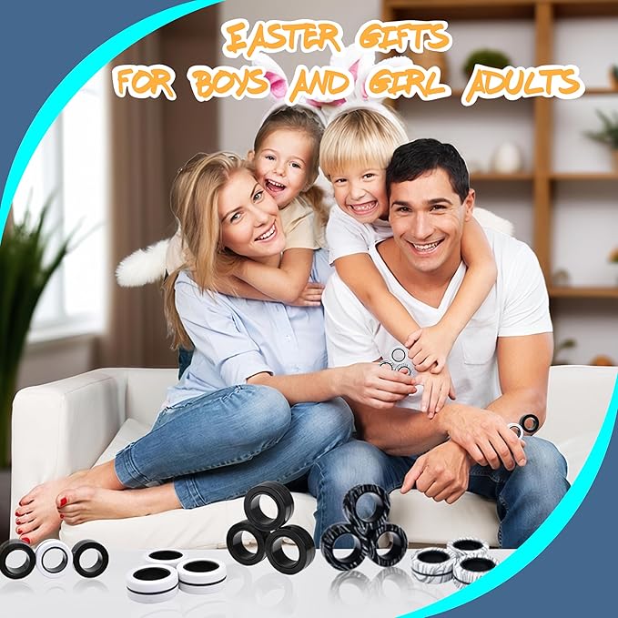 Cevioce 3 PCS Magnetic Rings Fidget Toys Set for Teens,ADHD Anxiety Magnetic Finger Spinner for Adults and Kids,Coolest Magnet Stress Relief Toy Birthdays Gifts for 8 9 10 11 12+ Year Old Boys Girls
