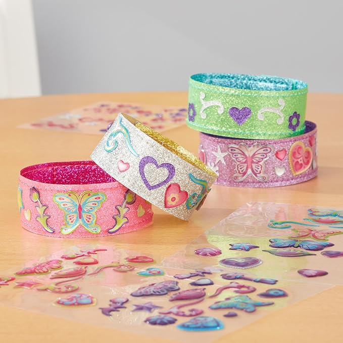 Melissa & Doug Design-Your-Own Bracelets with 100+ Sparkle Gem & Glitter Stickers, Kids Snap Bracelets, Stickers & Jewelry Crafts, Preschool Toys for Girls & Boys Ages 4+