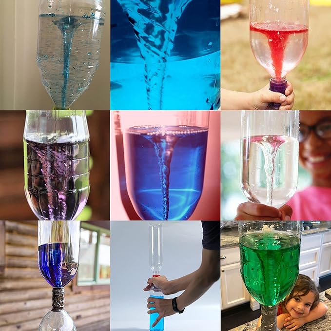 25 Pieces Tornadoes in A Bottle, Plastic Tornado Bottle Connector Cyclone Tube Vortex Connector for Scientific Experiment, 5 Colors (Pack of 2)