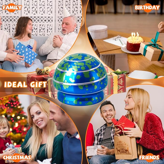 MAGICYOYO Kinetic Desk Toy Ball - Metal Fidget Spinner for Anxiety & ADHD Relief, Optical Illusion Spinning Toys for Adults, Kids, Parents - Ideal Gift for Office & Home (1.54'' , Blue Green)