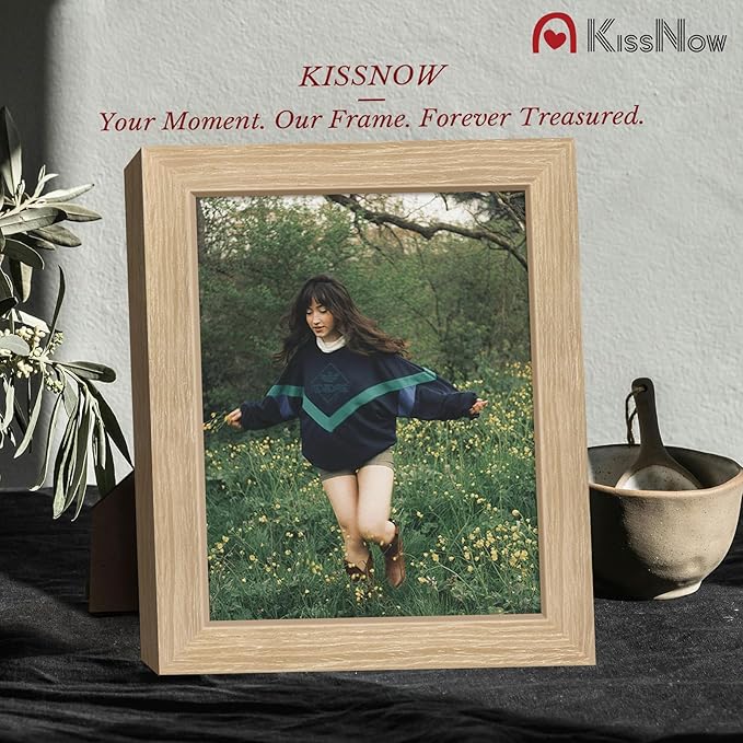 8x10 Picture Frame 2 Pack, Natural Oak Wood Gallery Photo Frame, Wall Hanging or Tabletop Display