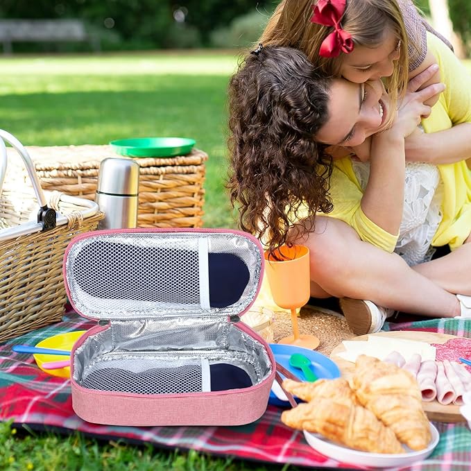 Breastmilk Cooler Bag with Ice Pack, Portable Insulated Breast Milk Storage Cooler Bag, Small Stylish Breastmilk Storage Bag Cooler with Wrist Strap (Pink)