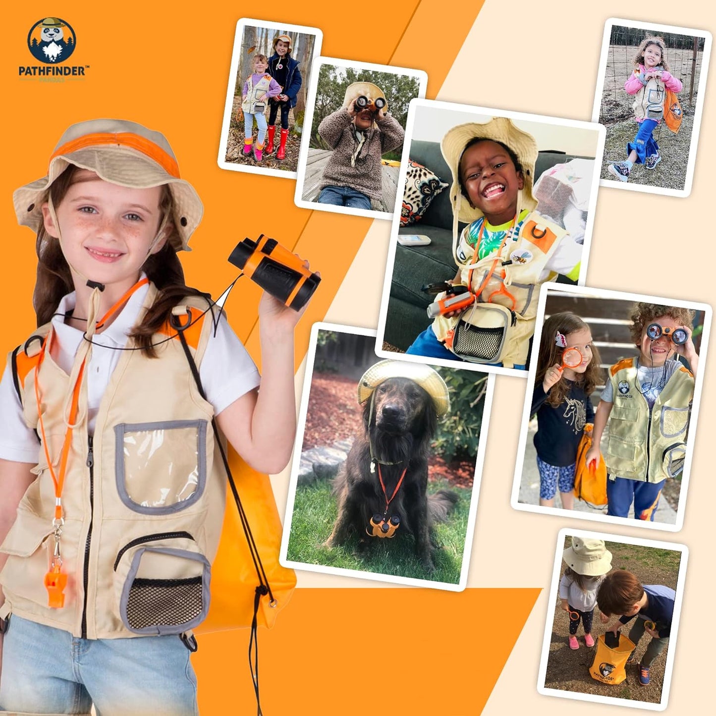 Kids Explorer Kit with Safari Vest & Hat for 3-12 Year Old Boys & Girls - Safari Costume & Dress Up as Zoo Keeper, Paleontologist - Giftable Outdoor Adventure Kit for Kids + Adventure Book