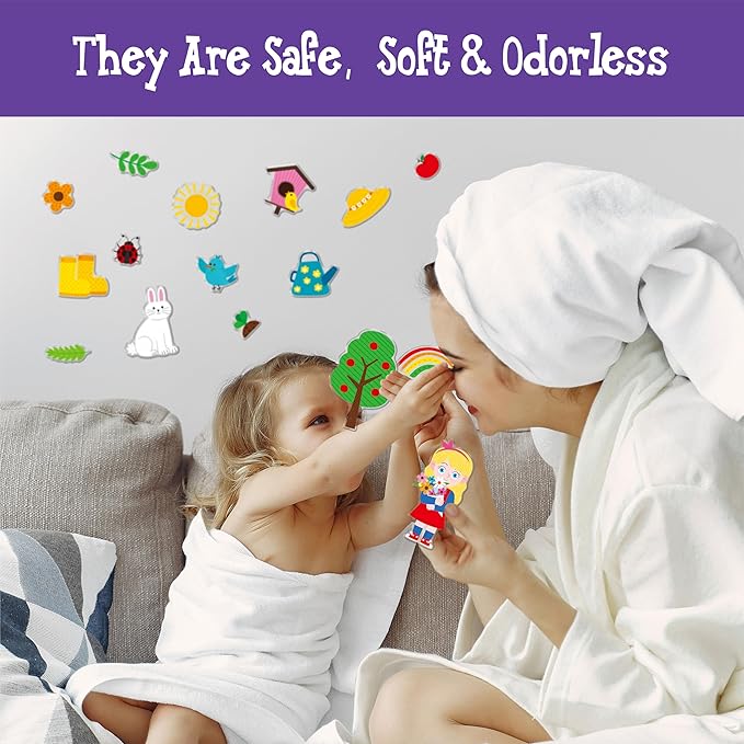 38PCS Reusable Jelly Stickers, Waterproof Spring-Theme Window Cling Stickers for Toddlers, Removable Easy to Clean Gel Decals for Kids, Adults, Home & Classroom Decors, Travel Toy (Not Edible)