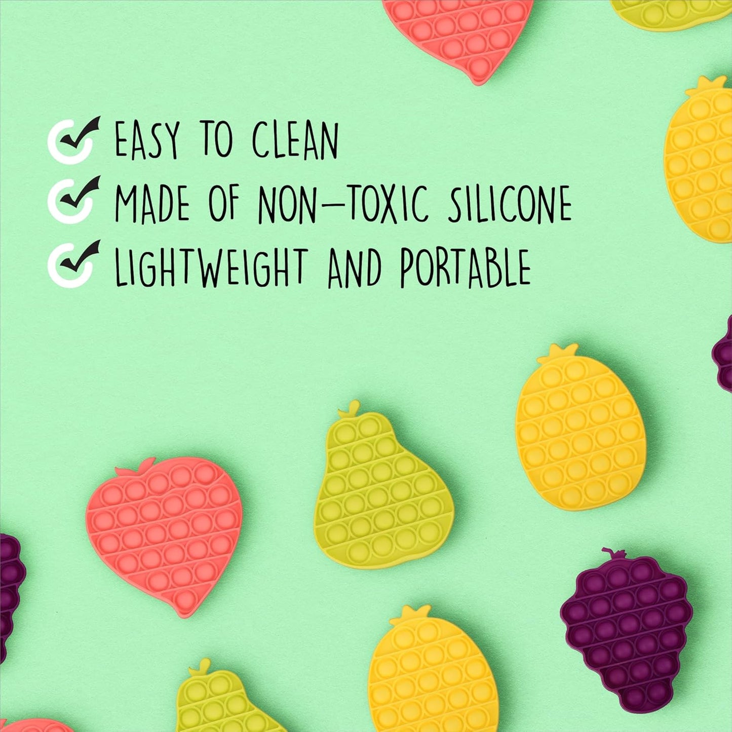 IMPRESA 4-Pack Fruit Scented Monkey Push Pop Sensory Toys for Kids & Adults to Help Reduce Anxiety - Scented Pop it Fidget Toy Promotes Improved Focus - Bubble Toys Make a Satisfying Pop Sound